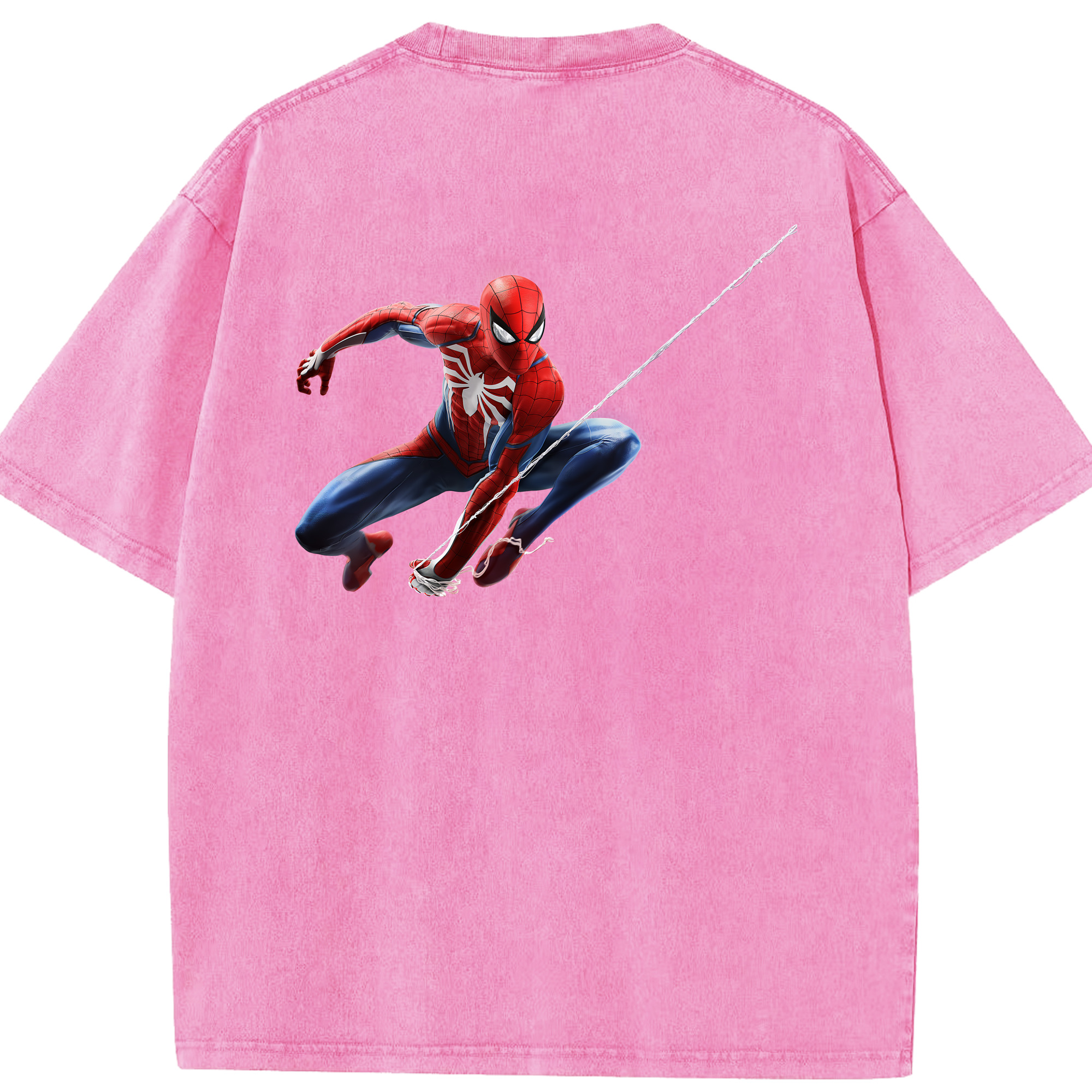 （画像用） Spider Man スパイダーマン 綿100% ヴィンテージ風 半袖Tシャツ（背面プリント）